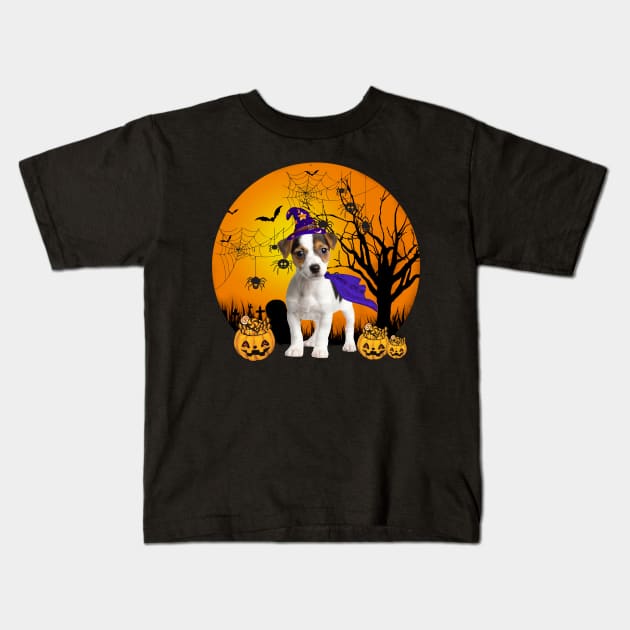 Happy Halloween Jack Russell Dogs Halloween Gift Kids T-Shirt by Rene	Malitzki1a